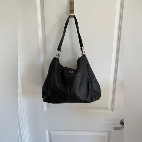 Coach Black Leather Shoulder Bag with Silver Hardware - Picture 1 of 12